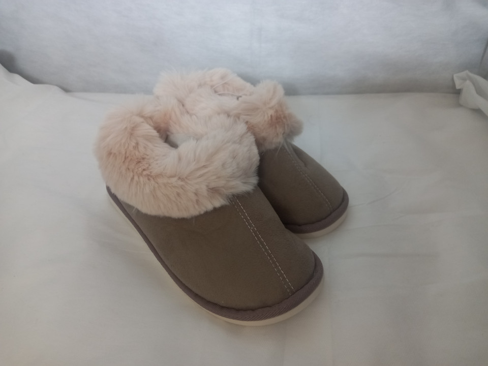 Faux Fur Suede Slippers - Mink-image not found